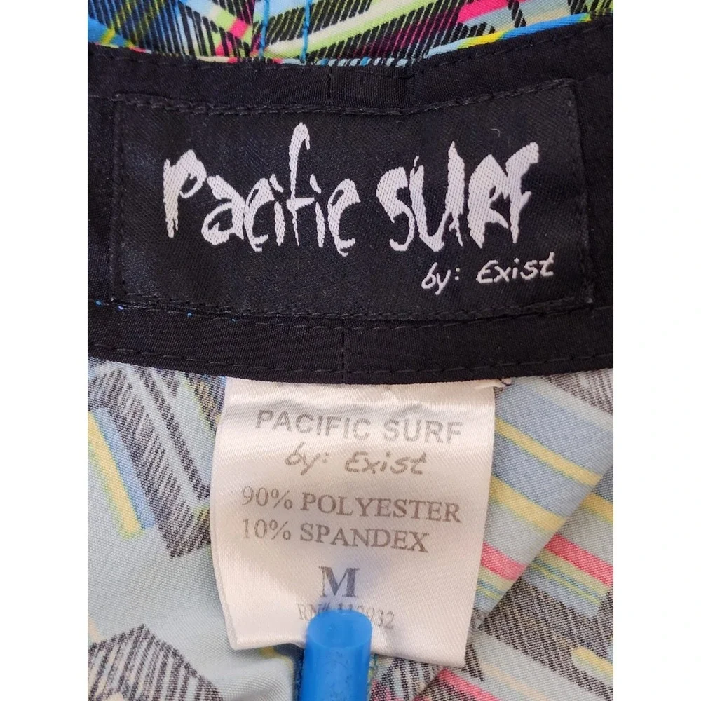 Pacific Surf By Exist Men Medium Multicolor Chevron Swim Drawstring Board Shorts